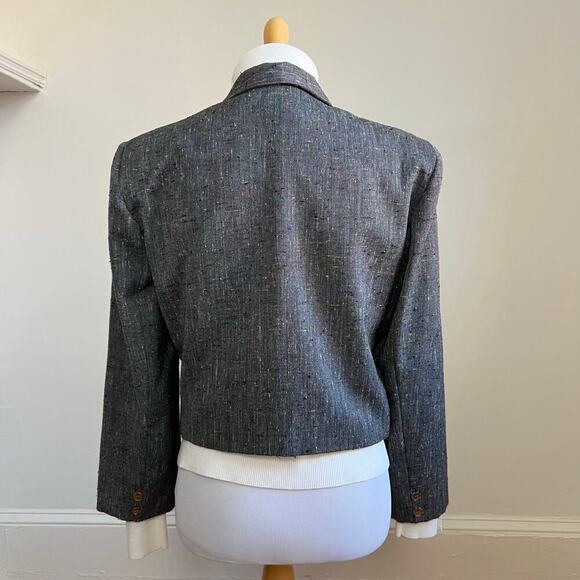 Vintage California Jam Women's Made in USA Cropped Double Breasted Grey Blazer 8 - Picture 7 of 12